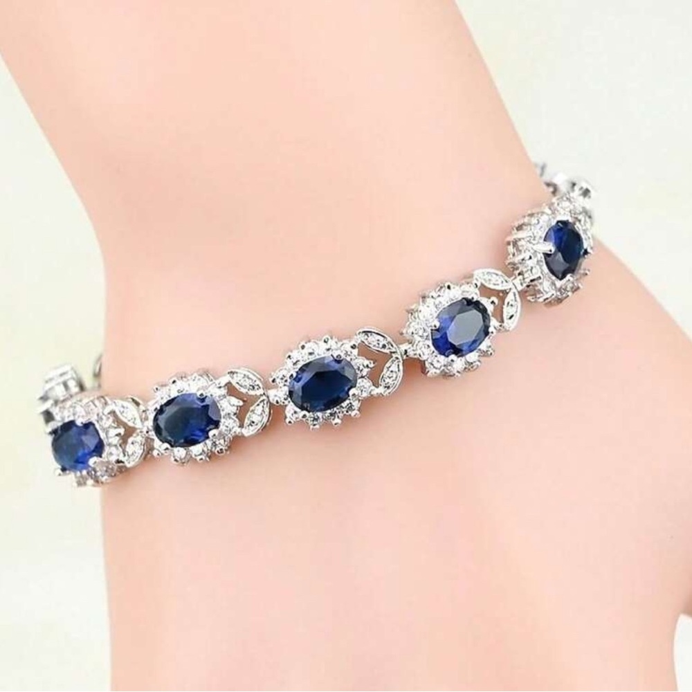 Elegant Silver and Blue Gemstone Bracelet